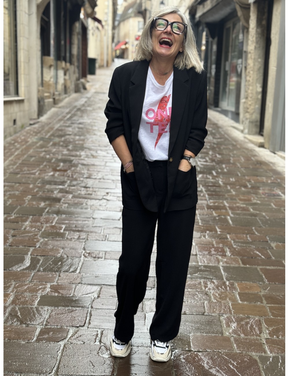 Veste blazer noir COCAMIA Cream