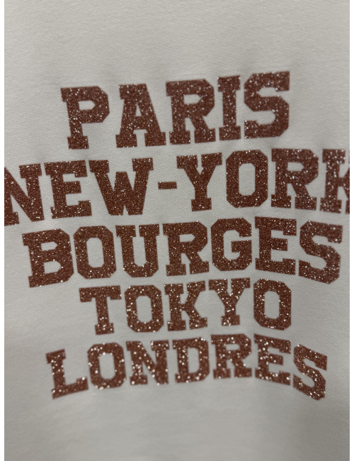 Sweat ecru Paris New York