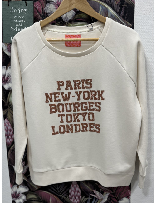 Sweat ecru Paris New York