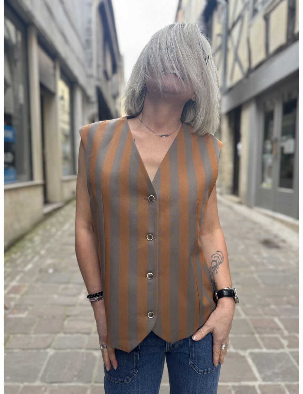 Gilet JOSEPHA Woody rayé HOD