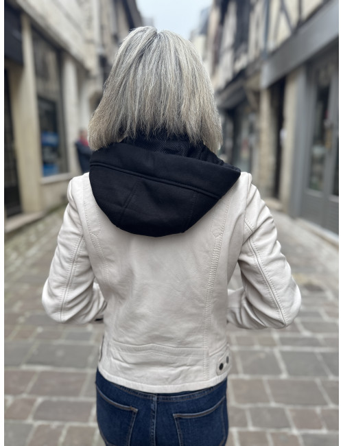 Blouson cuir WRINKO blanc