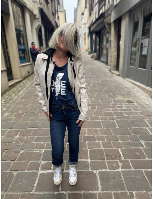 Blouson cuir WRINKO blanc