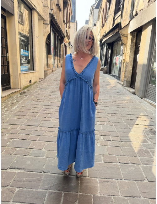 Robe à bretelles RICO bleu azur LAURE+MAX