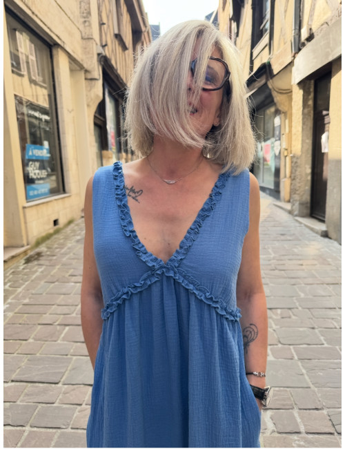 Robe à bretelles RICO bleu azur LAURE+MAX