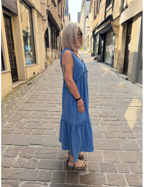 Robe à bretelles RICO bleu azur LAURE+MAX