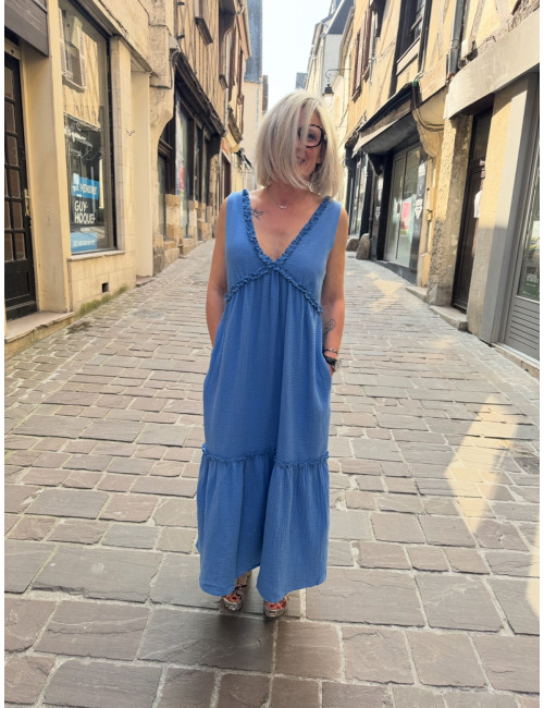Robe à bretelles RICO bleu azur LAURE+MAX