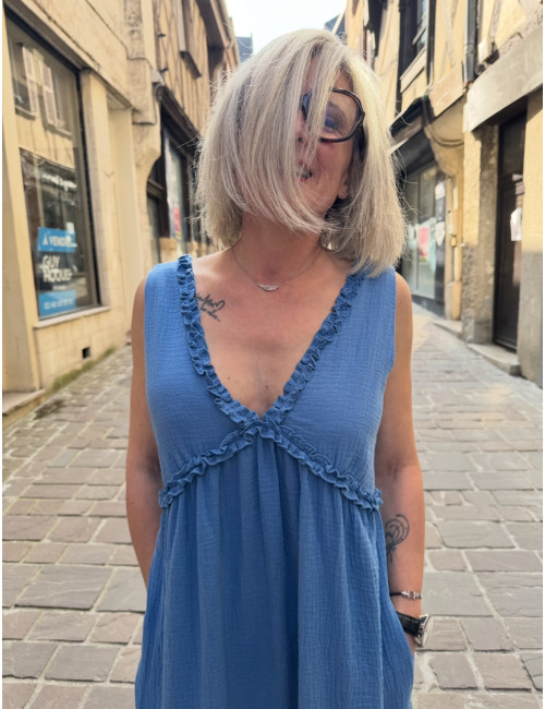 Robe à bretelles RICO bleu azur LAURE+MAX