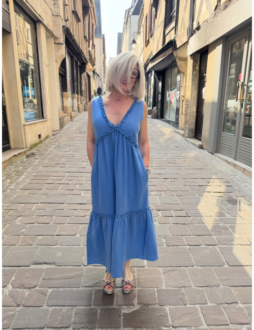Robe à bretelles RICO bleu azur LAURE+MAX