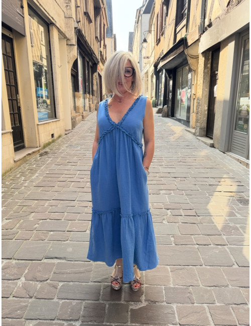Robe à bretelles RICO bleu azur LAURE+MAX