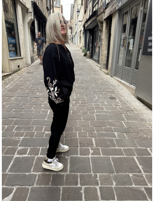 Blouse JESSICA noire CREAM brodée