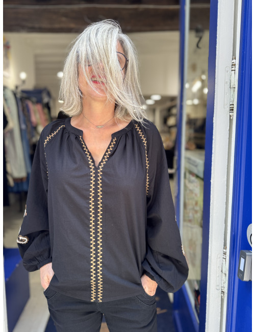 Blouse JESSICA noire CREAM brodée