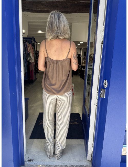 Pantalon ANETT rayé Cream