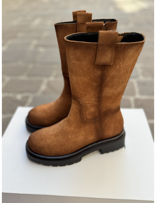 Boots camel bout rond Alisa Bianchini