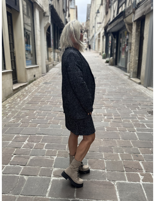 Jupe courte chevrons OLINA noir CREAM