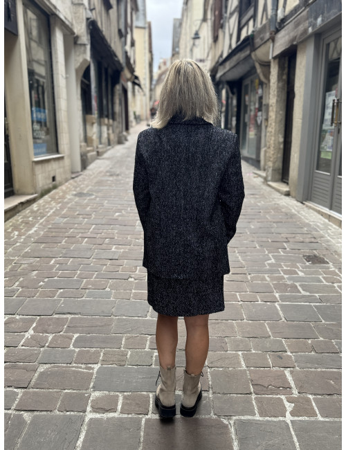 Jupe courte chevrons OLINA noir CREAM