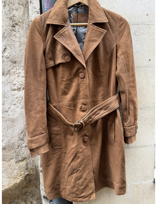 Trench cuir LILITY  cognac Mauritius