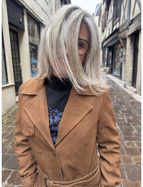 Trench cuir LILITY  cognac Mauritius