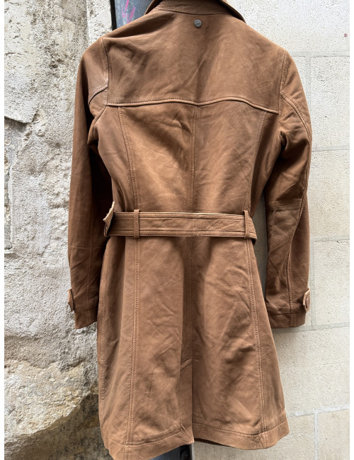 Trench cuir LILITY  cognac Mauritius