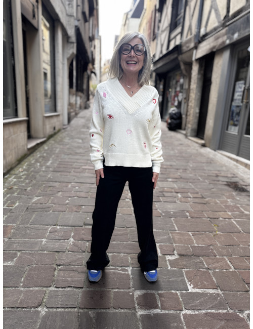 Pantalon CANNA noir Cream