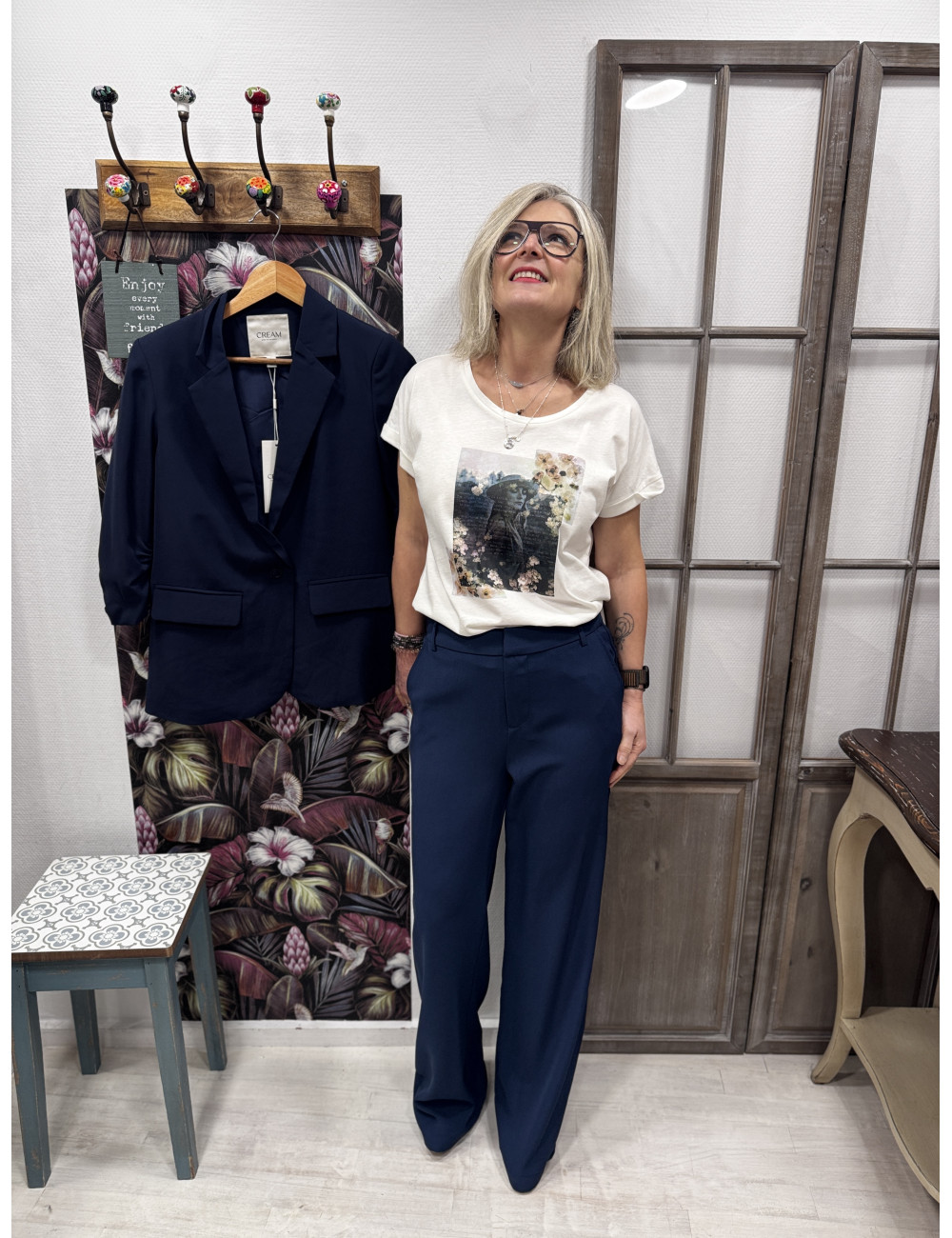 Pantalon COCAMIA navy Cream