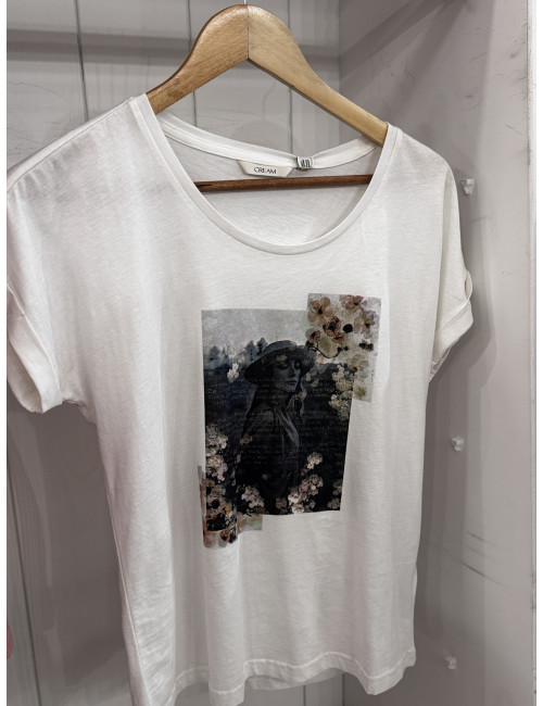 Tee shirt blanc MIAS imprimé floral Cream