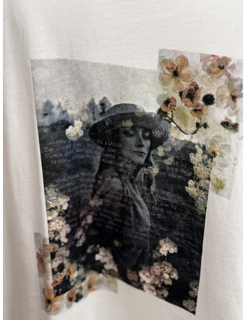 Tee shirt blanc MIAS imprimé floral Cream