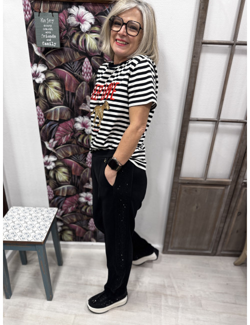 Pantalon noir  scuba strass Lola Casademunt