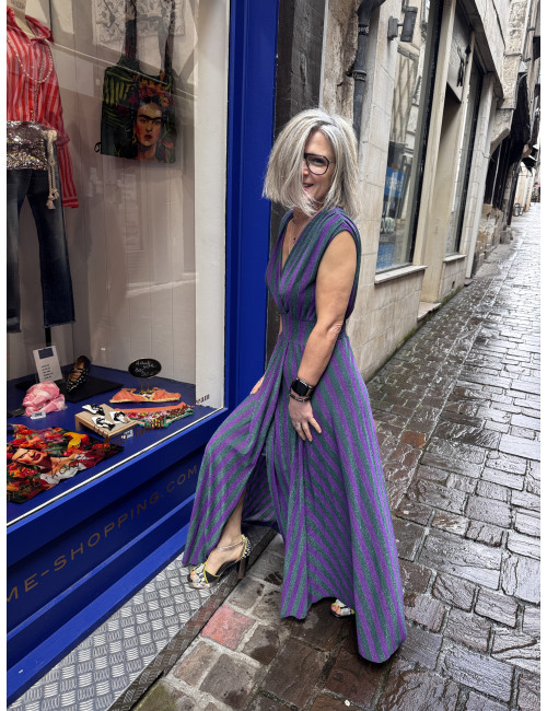 robe longue verte et violette Les Blondinettes