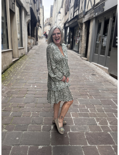 Robe courte fleurs SERAPHINA vert Msch Copenhagen