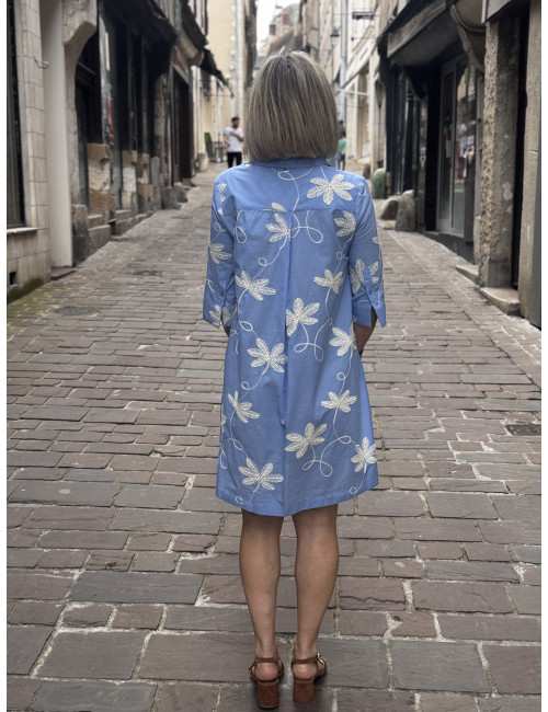 Robe chemise fleurs brodées Lola Casademunt