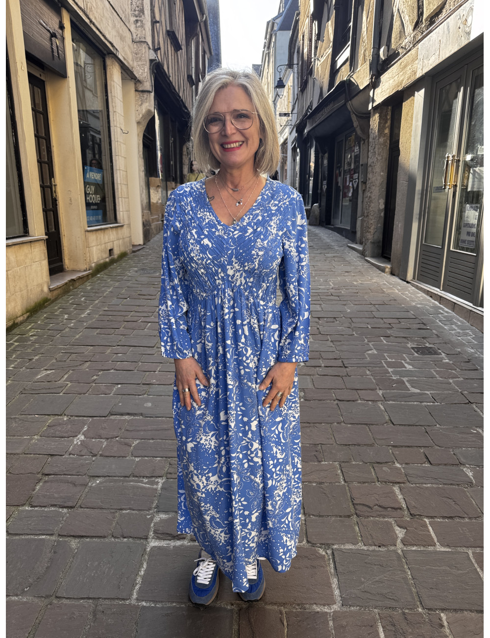 Robe TIAH BLEU blue toile Cream