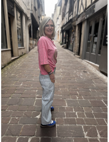 Pantalon BERTA rayé Cream