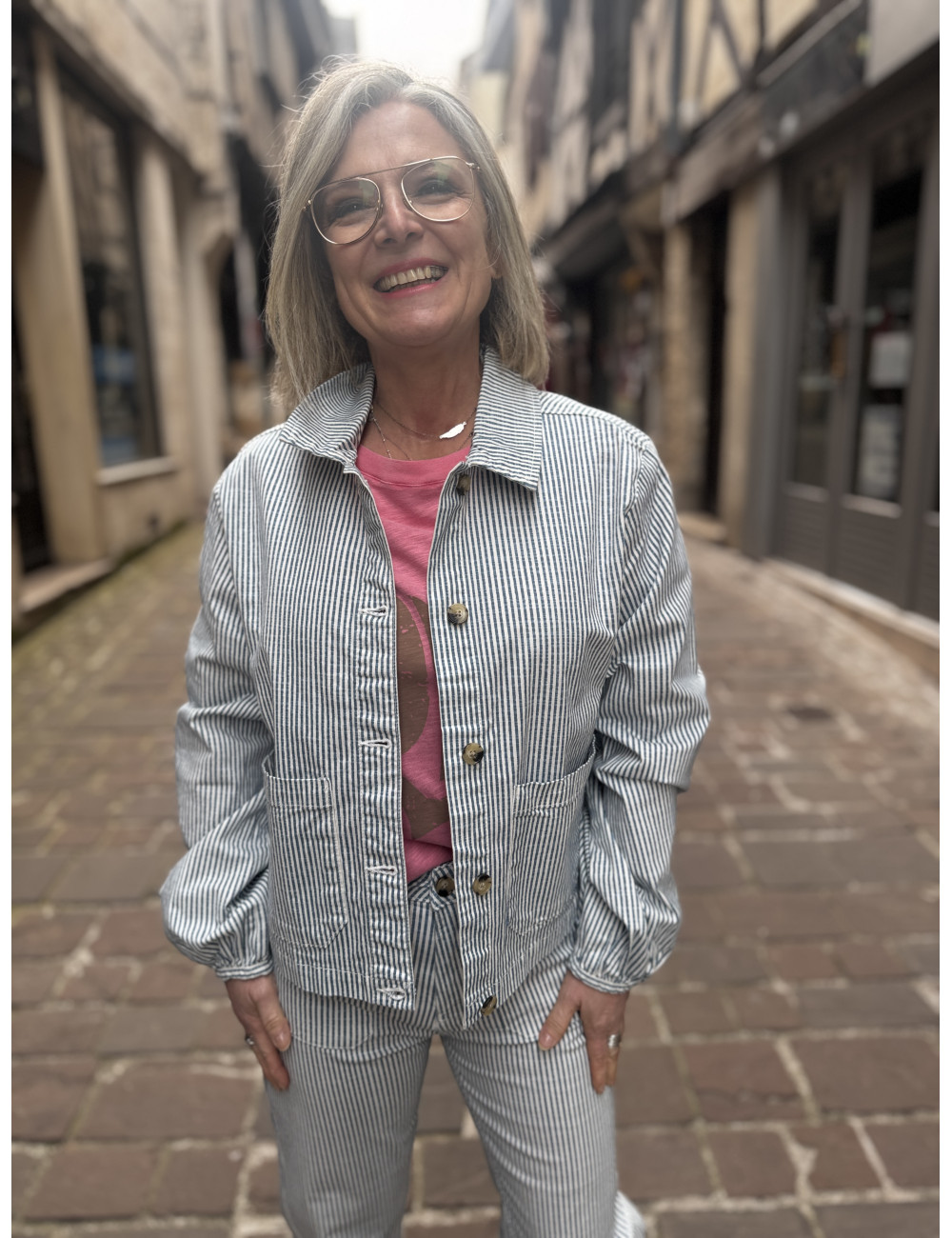 Veste rayée BERTA Cream