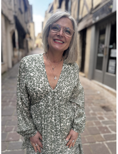 Robe courte fleurs SERAPHINA vert Msch Copenhagen