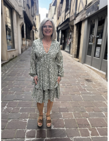 Robe courte fleurs SERAPHINA vert Msch Copenhagen