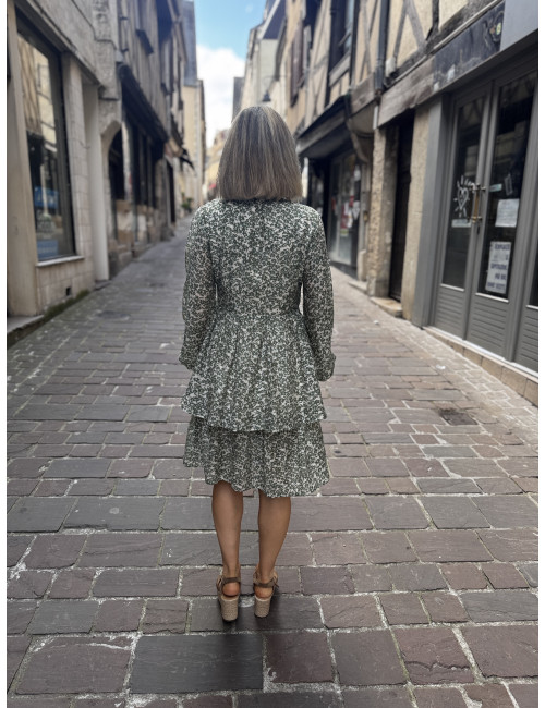 Robe courte fleurs SERAPHINA vert Msch Copenhagen