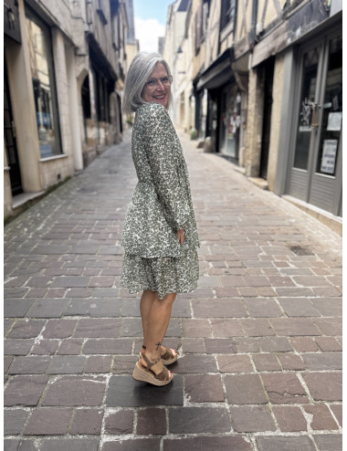 Robe courte fleurs SERAPHINA vert Msch Copenhagen