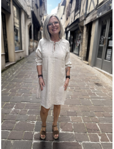 Robe courte lin sand BELLIS Cream