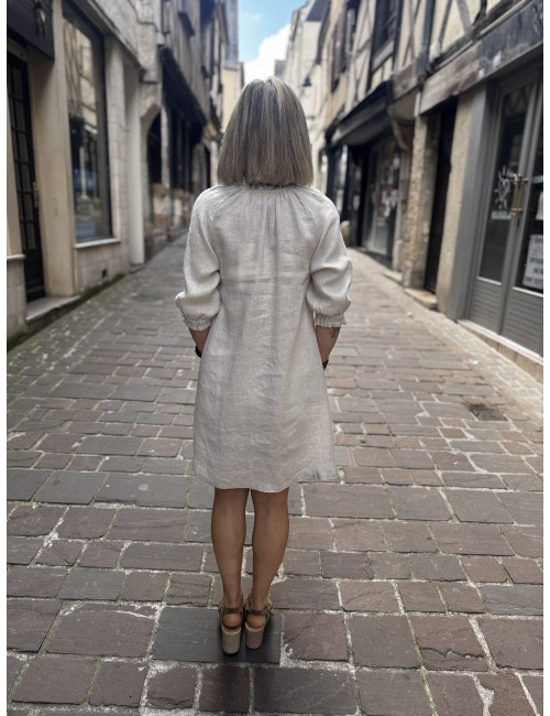 Robe courte lin sand BELLIS Cream