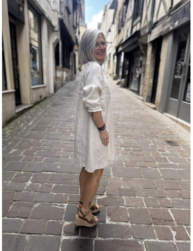 Robe courte lin sand BELLIS Cream