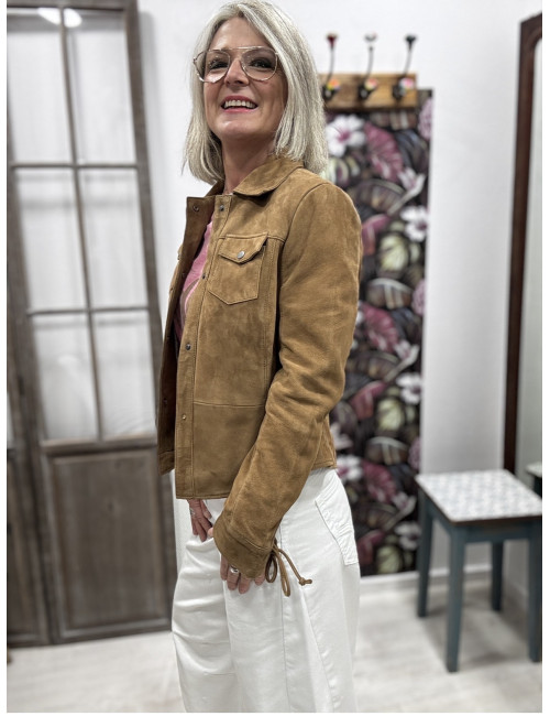 Blouson cuir MAHALI camel Muritius