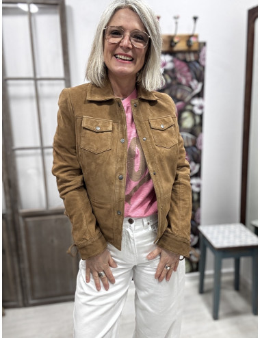 Blouson cuir MAHALI camel Muritius