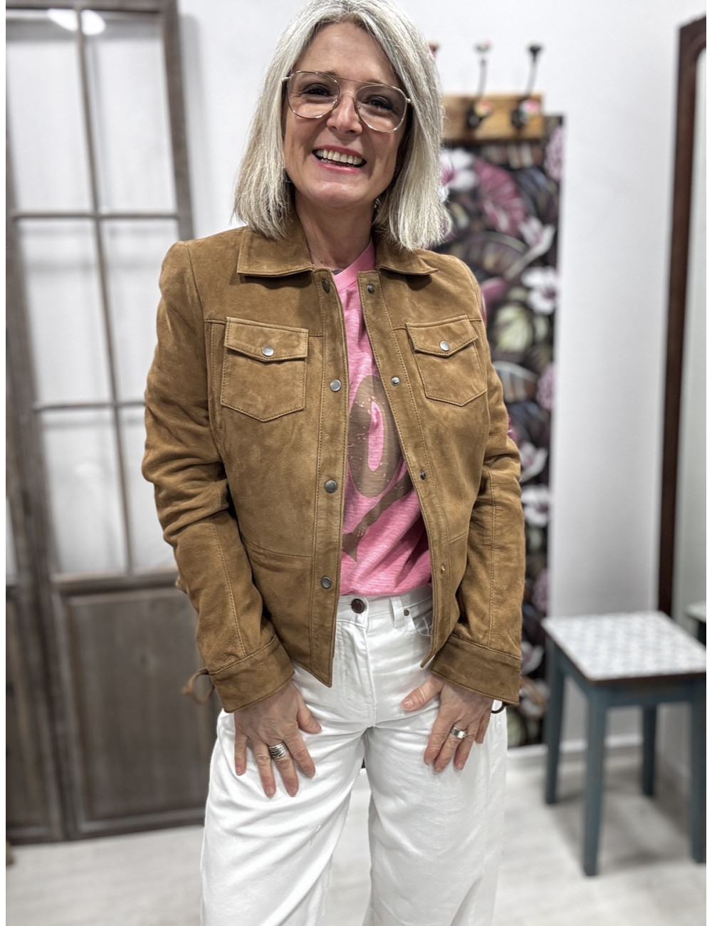 Blouson cuir MAHALI camel Muritius