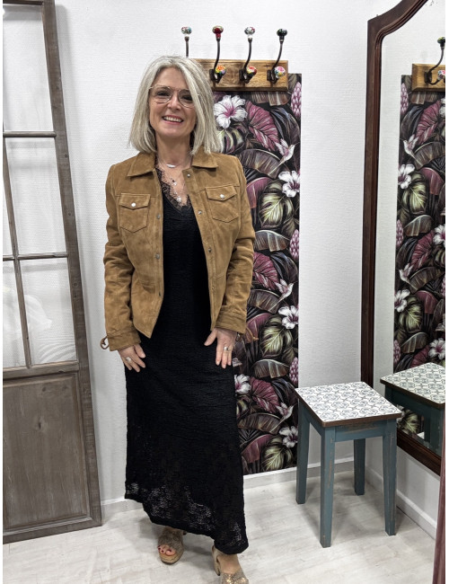 Blouson cuir MAHALI camel Muritius