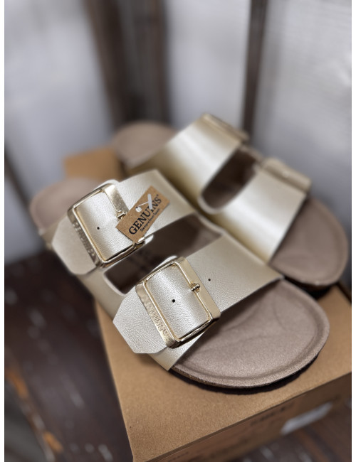 Mules HONOLULU shiny platinum Genuins