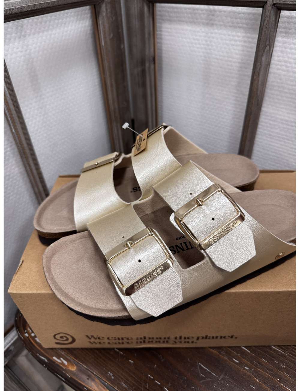 Mules HONOLULU shiny platinum Genuins