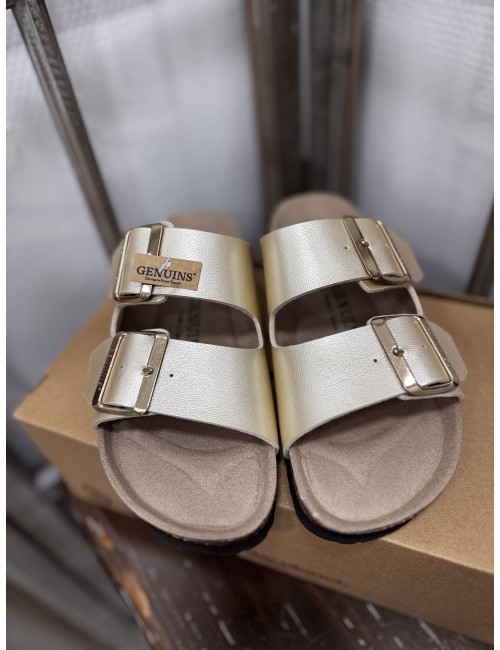 Mules HONOLULU shiny platinum Genuins