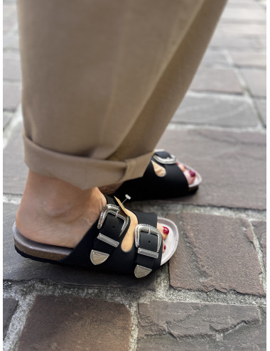 Mules FALCONE noir Genuins