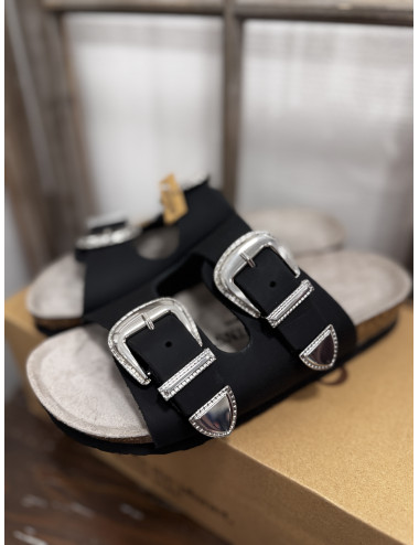 Mules FALCONE noir Genuins