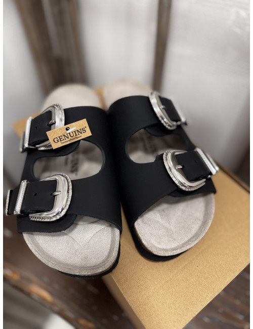 Mules FALCONE noir Genuins